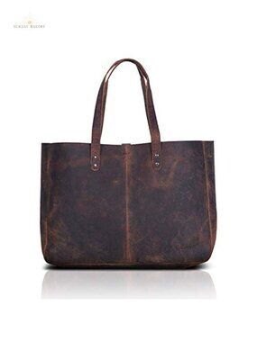 Top Grain Leather Satchel Tote Handbag Travel Shopping Purse